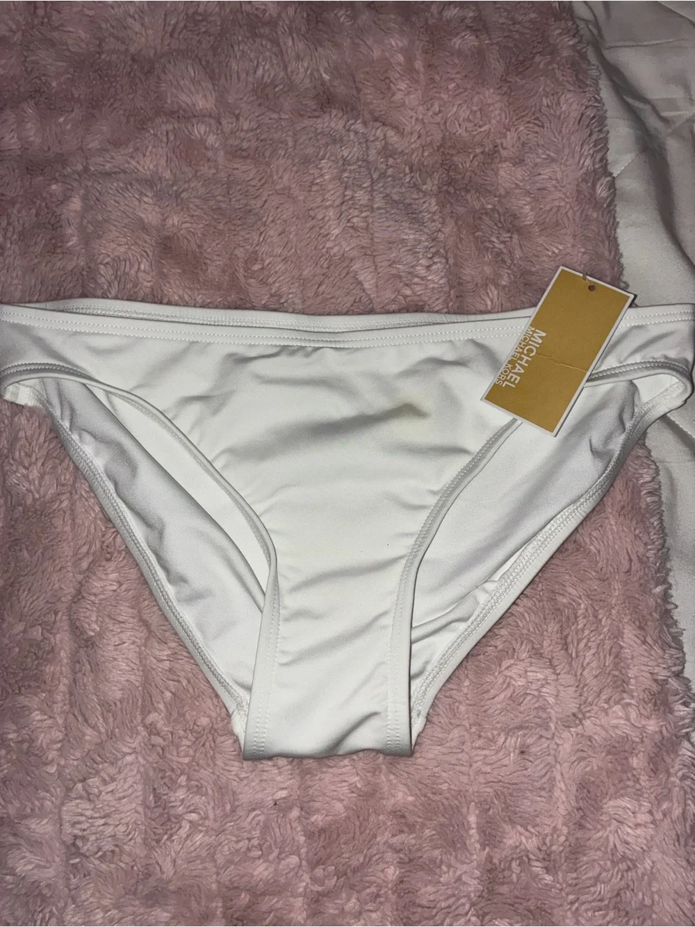 Michael Kors White Classic Bikini Bottom with Gold Tag
